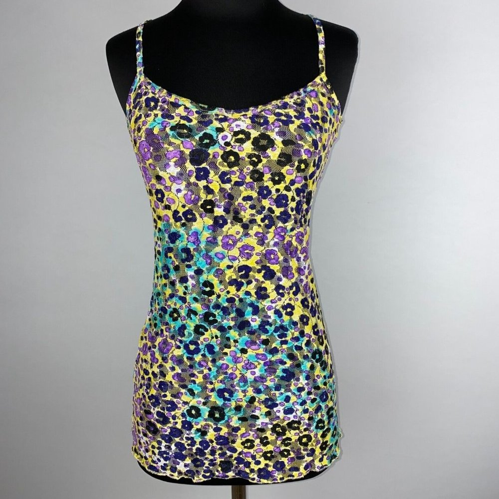 Charlotte Russe Juniors S Multicolor Abstract Patterned Mesh Tank Top Casual